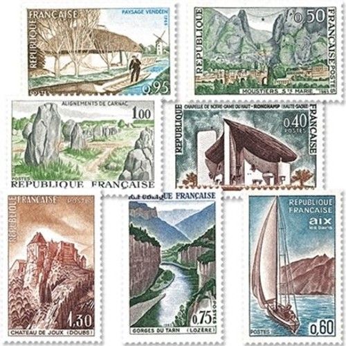 Ronchamp-Moustiers Ste Marie-Aix Les Bains-Gorges Du Tarn-Paysage Vendéen-Alignements De Carnac-Château De Joux Série Complète Année 1965 N° 1435 1436 1437 1438 1439 1440 1441 Yvert Et Tellier Luxe