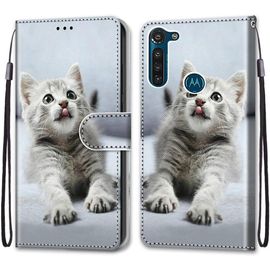 Coque Pour Motorola Moto G8 Power, Étui Housse En Cuir De Protection Avec Emplacements Cartes Fonction De Support Magnetique , Housse Etui Coque Pour Motorola Moto G8 Power Chat 2