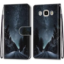 Coque Pour Samsung Galaxy J7 2016, Premium Étui Housse En Cuir De Protection Avec Emplacements Cartes Fonction De Support Magnetique , Housse Etui Coque Pour Samsung J7 2016 Route