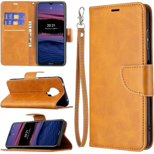 Pour Nokia G20 G10 Texture En Peau D'agneau Rétro Couleur Pure Couleur Horizontale Horizontal Bo Tier En Cuir Pu Avec Support&carte Slots &portefeuille Et Longe Color : Yellow