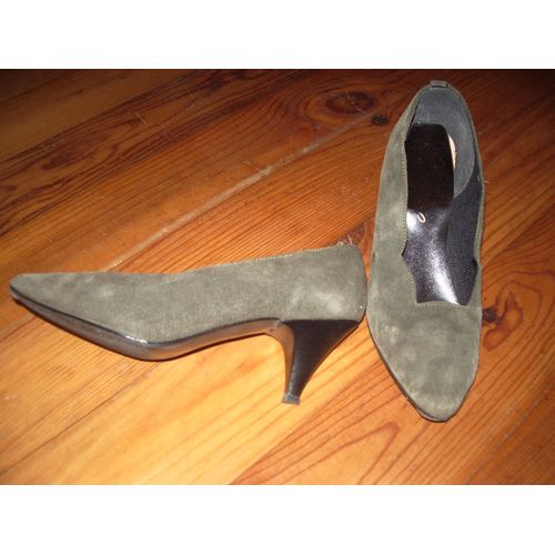Escarpins Gris Croute De Cuir Pointure 38