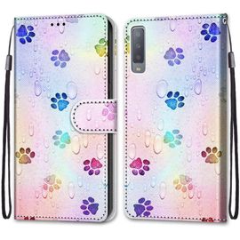 Coque Pour Samsung Galaxy A7 2018/A750, Étui Housse En Cuir De Protection Avec Emplacements Cartes Fonction De Support Magnetique , Housse Etui Coque Pour Samsung A7 2018/A750 Pieds