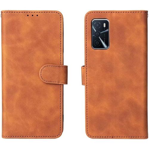 Cuir Coque Pour Oppo A54s/Oppo A16/Oppo A16s Étui Portefeuille Premium Pu/Tpu Flip Housse Protection Antichoc Case Avec Carte Fentes/Magnétique/Stand Fonction Pour Oppo A54s Brun