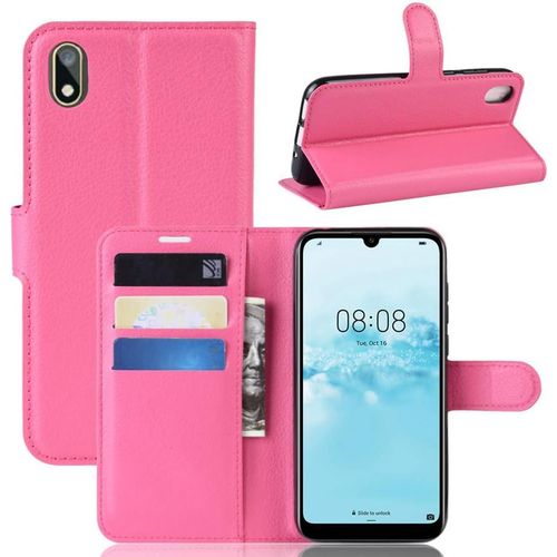 Étui Pour Huawei Y5 2019/Honor 8s 5 71 Zoll Pu Cuir Housse Flip Coque Litchi Motif Avec Built Stand Et Magnétique Fermeture Carte Slot Portefeuille Shell De Protection Rose