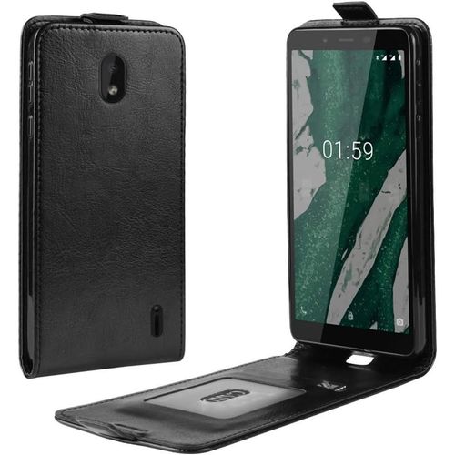 Cas De Pour Nokia 1 Plus 5 45 Pouces Verticale Pu Cuir Housse Up And Down Open Étui Avec Magnétique Fermeture Carte Slot Portefeuille Shell De Protection Noir