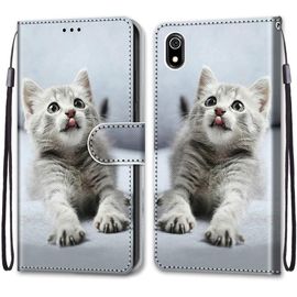 Coque Pour Xiaomi Redmi 7a, Premium Étui Housse En Cuir De Protection Avec Emplacements Cartes Fonction De Support Magnetique , Housse Etui Coque Pour Xiaomi Redmi 7a Chat 2