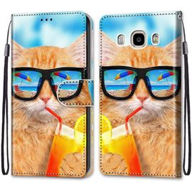 Coque Pour Samsung Galaxy J7 2016, Premium Étui Housse En Cuir De Protection Avec Emplacements Cartes Fonction De Support Magnetique , Housse Etui Coque Pour Samsung J7 2016 Chat 1