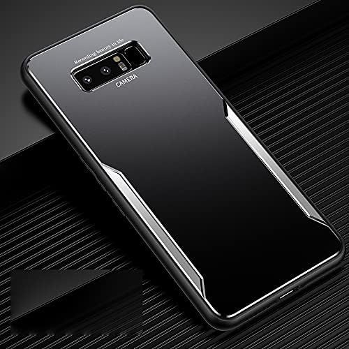 Coque Pour Samsung Galaxy Note 8 360 Degrés Antichoc Intégrale Protection Étui Couverture Arrière En Alliage D'aluminium + Tpu Deux En Un Métal Case - Argent
