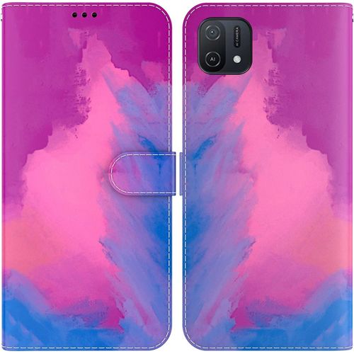 Pour Oppo A16k Phone Case Magnétique Watercolor Pu Leather Flip Card Slots Portefeuille Etui Cuir Shockproof Double Protection Housse Pour Oppo A16k Coquerose Bleu