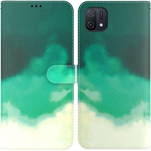 Pour Oppo A16k Flip Cover Coque Magnétique Watercolor Pu Leather Flip Card Slots Portefeuille Housse Shockproof Double Protection Pour Oppo A16k Etui Cuirvert