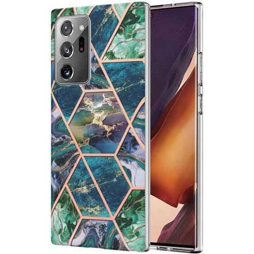Coque Pour Samsung Galaxy Note20 Ultra/Sm-N985 6,9 Pouces Mince Tpu Souple Étui De Protection Pc Dur Housse Arrière Rigide Case Marbre Modèle Bleu-Vert