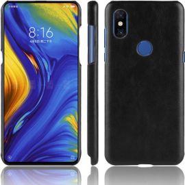 Coque Pour Xiaomi Mi Mix 3 6,39 Pouces Mince Pu Cover Étui De Protection Pc Dur Housse Arrière Rigide Case Litchi Motif Noir