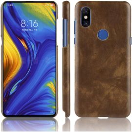 Coque Pour Xiaomi Mi Mix 3 6,39 Pouces Mince Pu Cover Étui De Protection Pc Dur Housse Arrière Rigide Case Litchi Motif Marron