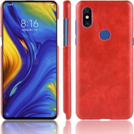 Coque Pour Xiaomi Mi Mix 3 6,39 Pouces Mince Pu Cover Étui De Protection Pc Dur Housse Arrière Rigide Case Litchi Motif Rouge