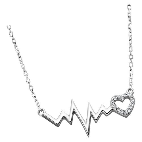 Collier Lotus En Argent 925 Avec C?Ur Et Pendentif En Forme De C?Ur. Charmante Dame. Jlp3041-1-1