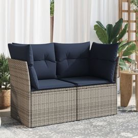 Vidaxl Canapé De Jardin 2 Places Avec Coussins Gris Résine Tressée