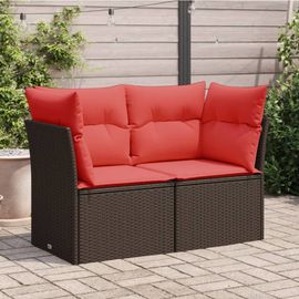 Vidaxl Canapé De Jardin Avec Coussins 2 Places Marron Résine Tressée
