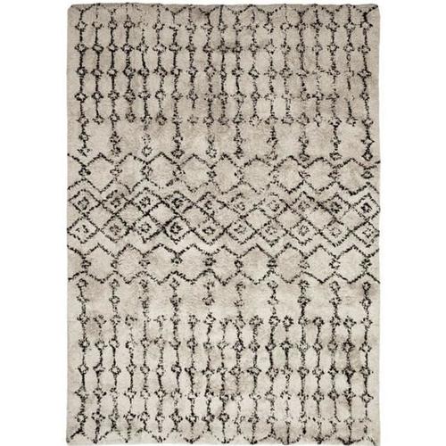 BERBERE TRIBAL - Tapis 100% coton recyclé motifs berbères écru naturel 120 x 170 cm