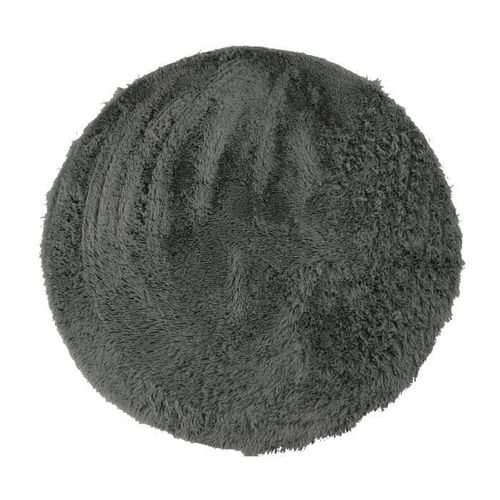 Tapis de Salon ou Chambre Shaggy - Neo Yoga- Tapis Rond Lavable à Base Fine en Microfibre Poils Longs Extra Doux Gris Foncé Ø 120 cm