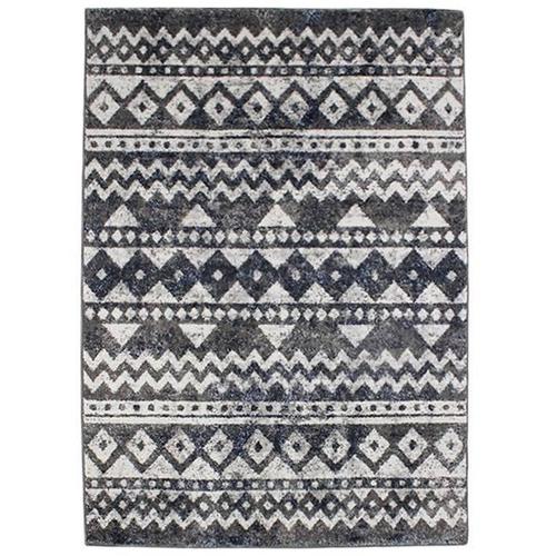 VENISE - Tapis aspect laine aux motifs ethnique style berbère 133 x 190 cm Gris bleu