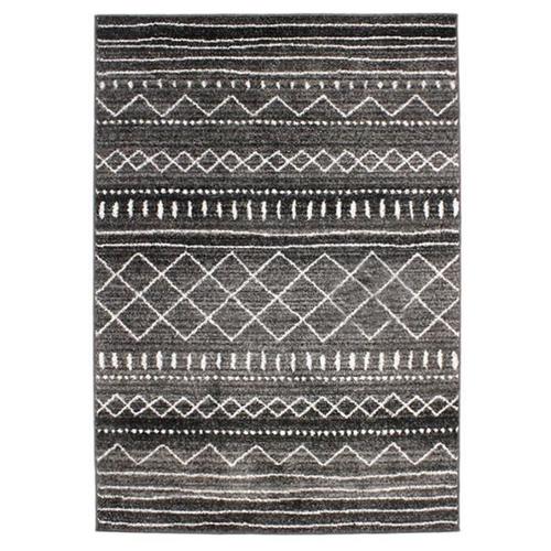 VENISE - Tapis aspect laine aux motifs ethnique style berbère 133 x 190 cm Noir