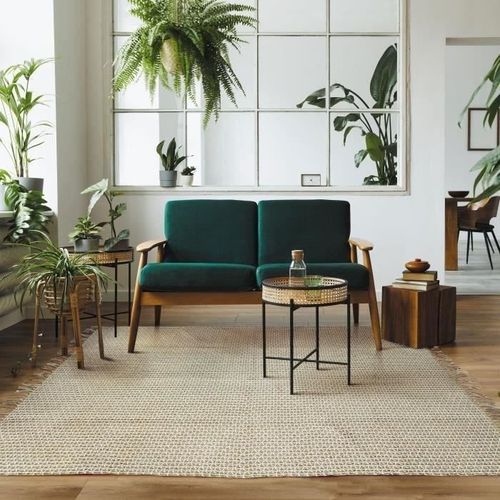 Indijute - Tapis Salon Ou Chambre En Jute Et Coton Esprit Vététal À Votre Intérieur - 160 X 230 Cm - Beige