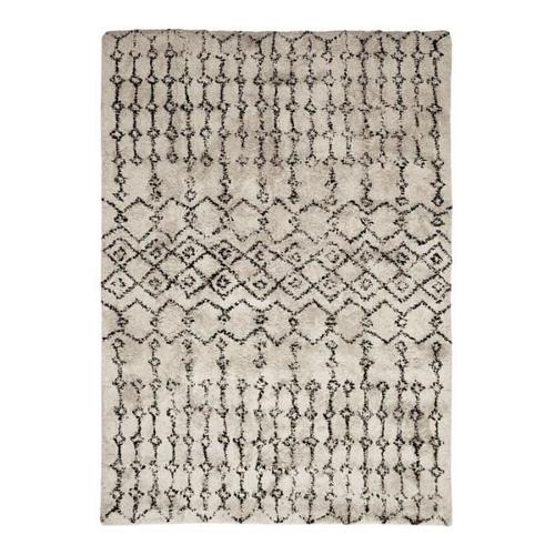 BERBERE TRIBAL - Tapis 100% coton recyclé motifs berbères écru naturel 160 x 230 cm