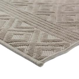 Tapis 120x170 cm à motifs losanges en coton beige et gris