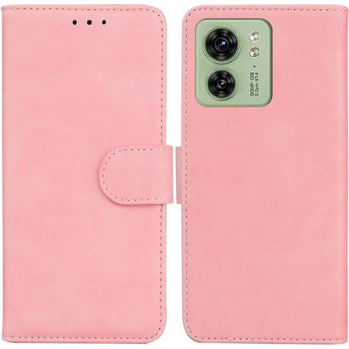 Étui Pour Motorola Edge 40 6,55 Pouces Pu Magnétique Pochette Cuir Housse Rabattable Case Stent Fonction Cover Rose
