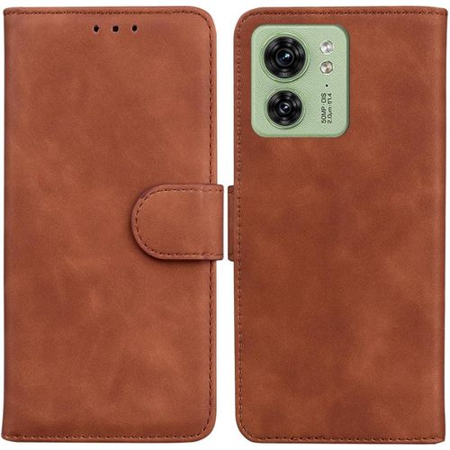 Étui Pour Motorola Edge 40 6,55 Pouces Pu Magnétique Pochette Cuir Housse Rabattable Case Stent Fonction Cover Marron