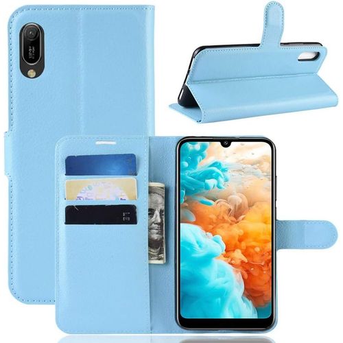 Étui Pour Huawei Y6 Pro/Y6 Prime 2019 6 09 Pouces Pu Cuir Couverture Magnétique Portefeuille Protection Housse Motif Litchi Stent Fonction Flip Cuir Blau