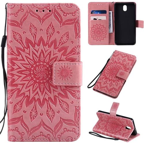 Étui Pour Lg K30/Lm X320e 5 45 Pouces Pu Magnétique Pochette Cuir Housse Tournesol Gaufrage Design Stent Fonction Rabattable Rose