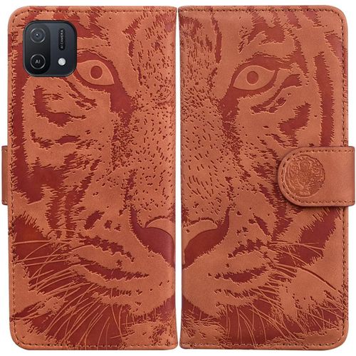 Étui Pour Oppo A16k 6 52 Pouces Pu Magnétique Pochette Cuir Housse Tigre Impression Rabattable Case Stent Fonction Cover Marron