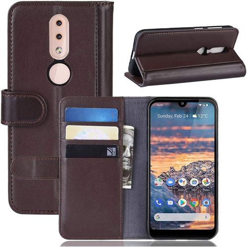Étui Pour Nokia 4.2 5 71 Pouces Pu Cuir Couverture Magnétique Portefeuille Étui En Cuir Véritable Stent Fonction Flip Cuir Pour Nokia 4.2 Marron