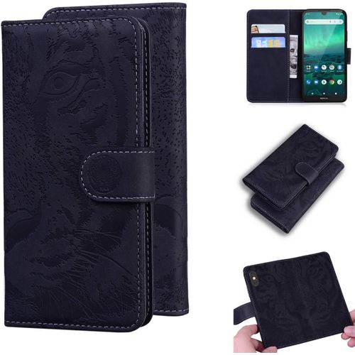 Étui Pour Nokia 1.3 5 71 Pouces Pu Magnétique Pochette Cuir Housse Tigre Impression Rabattable Case Stent Fonction Noir