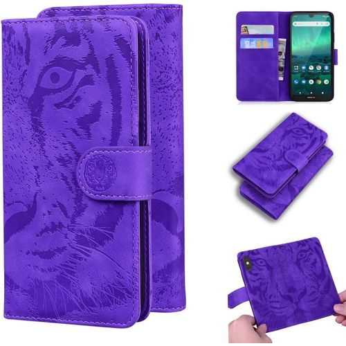 Étui Pour Nokia 1.3 5 71 Pouces Pu Magnétique Pochette Cuir Housse Tigre Impression Rabattable Case Stent Fonction Purple