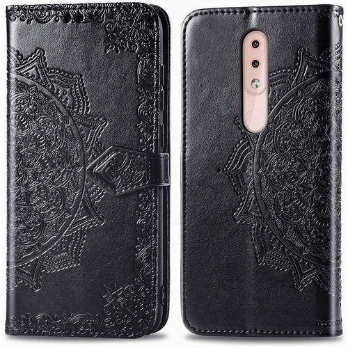 Étui Pour Nokia 4.2 5 71 Zoll Pu Magnétique Pochette Cuir Housse Charmant Mandala Gaufrage Design Stent Fonction Rabattable Noir