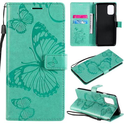 Étui Pour Oneplus 8t 6 55 Pouces Pu Cuir Couverture Magnétique Housse Conception En Relief De Papillon Stent Fonction Flip Cuir Vert