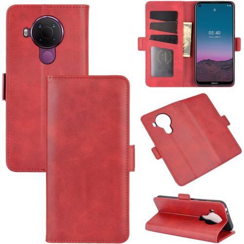 Étui Pour Nokia 3 4/Nokia 5 4 6 39 Pouces Pu Cuir Couverture Magnétique Portefeuille Protection Housse Stent Fonction Flip Cuir Rouge