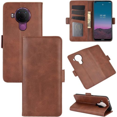 Étui Pour Nokia 3 4/Nokia 5 4 6 39 Pouces Pu Cuir Couverture Magnétique Portefeuille Protection Housse Stent Fonction Flip Cuir Café