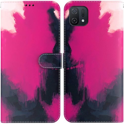 Étui Pour Oppo A16k 6 52 Pouces Pu Magnétique Pochette Cuir Housse Aquarelle Impression Rabattable Case Stent Fonction Cover Rose
