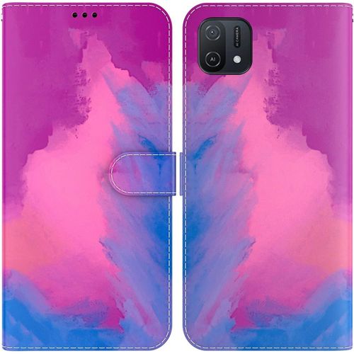 Étui Pour Oppo A16k 6 52 Pouces Pu Magnétique Pochette Cuir Housse Aquarelle Impression Rabattable Case Stent Fonction Cover Pourpre