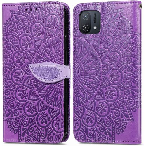 Étui Pour Oppo A16k 6 52 Pouces Pu Cuir Couverture Magnétique Housse Conception En Fleur De Rêve Stent Fonction Flip Cuir Violet