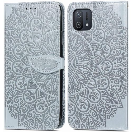Étui Pour Oppo A16k 6 52 Pouces Pu Cuir Couverture Magnétique Housse Conception En Fleur De Rêve Stent Fonction Flip Cuir Gris
