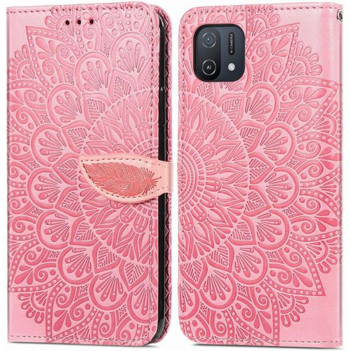 Étui Pour Oppo A16k 6 52 Pouces Pu Cuir Couverture Magnétique Housse Conception En Fleur De Rêve Stent Fonction Flip Cuir Rose