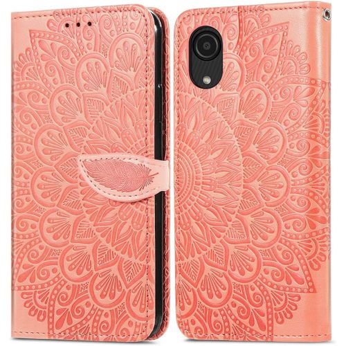 Étui Pour Samsung Galaxy A03 Core/Sm A032 6 5 Pouces Pu Cuir Couverture Magnétique Housse Conception En Fleur De Rêve Stent Fonction Flip Cuir Orange