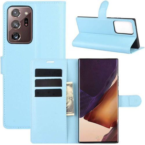 Étui Pour Samsung Galaxy Note20 Ultra/N985f 6 9 Pouces Pu Cuir Couverture Magnétique Portefeuille Protection Housse Motif Litchi Stent Fonction Flip Cuir Blau