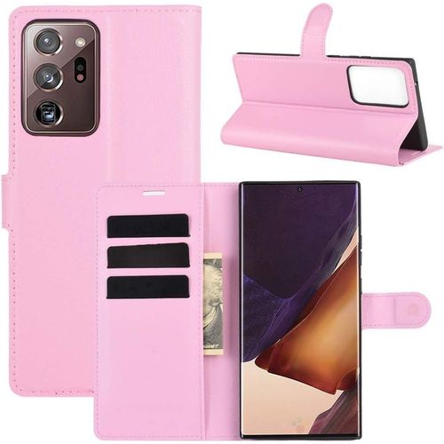 Étui Pour Samsung Galaxy Note20 Ultra/N985f 6 9 Pouces Pu Cuir Couverture Magnétique Portefeuille Protection Housse Motif Litchi Stent Fonction Flip Cuir Rose