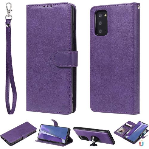 Étui Pour Samsung Galaxy Note20/N980 6 7 Pouces Pu+Tpu Détachable 2 En 1 Housse Coque À Rabat Magnétique Et Couverture Arrière Stent Fonction Portefeuille Violet