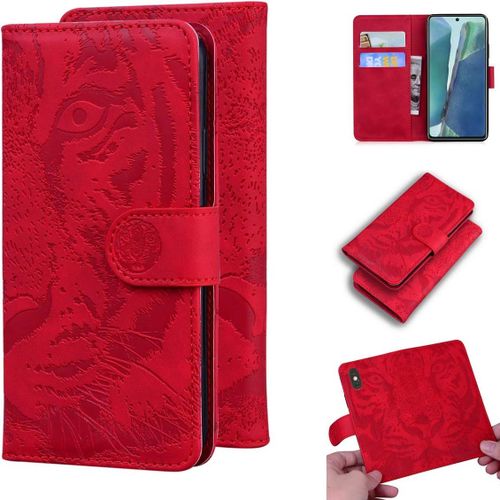 Étui Pour Samsung Galaxy Note20 4g/5g N980 6 7 Pouces Pu Magnétique Pochette Cuir Housse Tigre Impression Rabattable Case Stent Fonction Rouge
